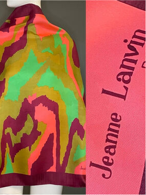 Vintage Jeanne Lanvin Silk Scarf 30 In Fsir Condition